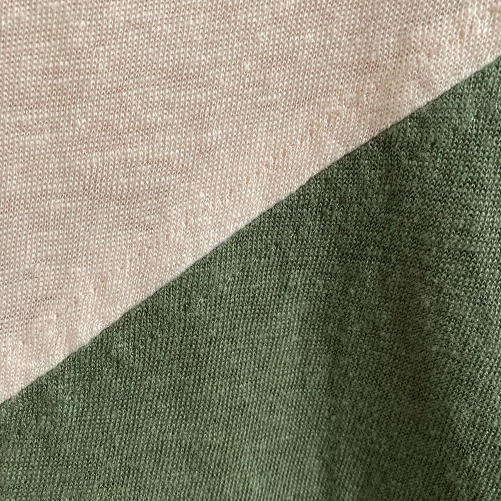 Bordeaux by Anthropology 100% Linen Olive Green & Blush Pink Two Toned Shirt - Picture 7 of 11